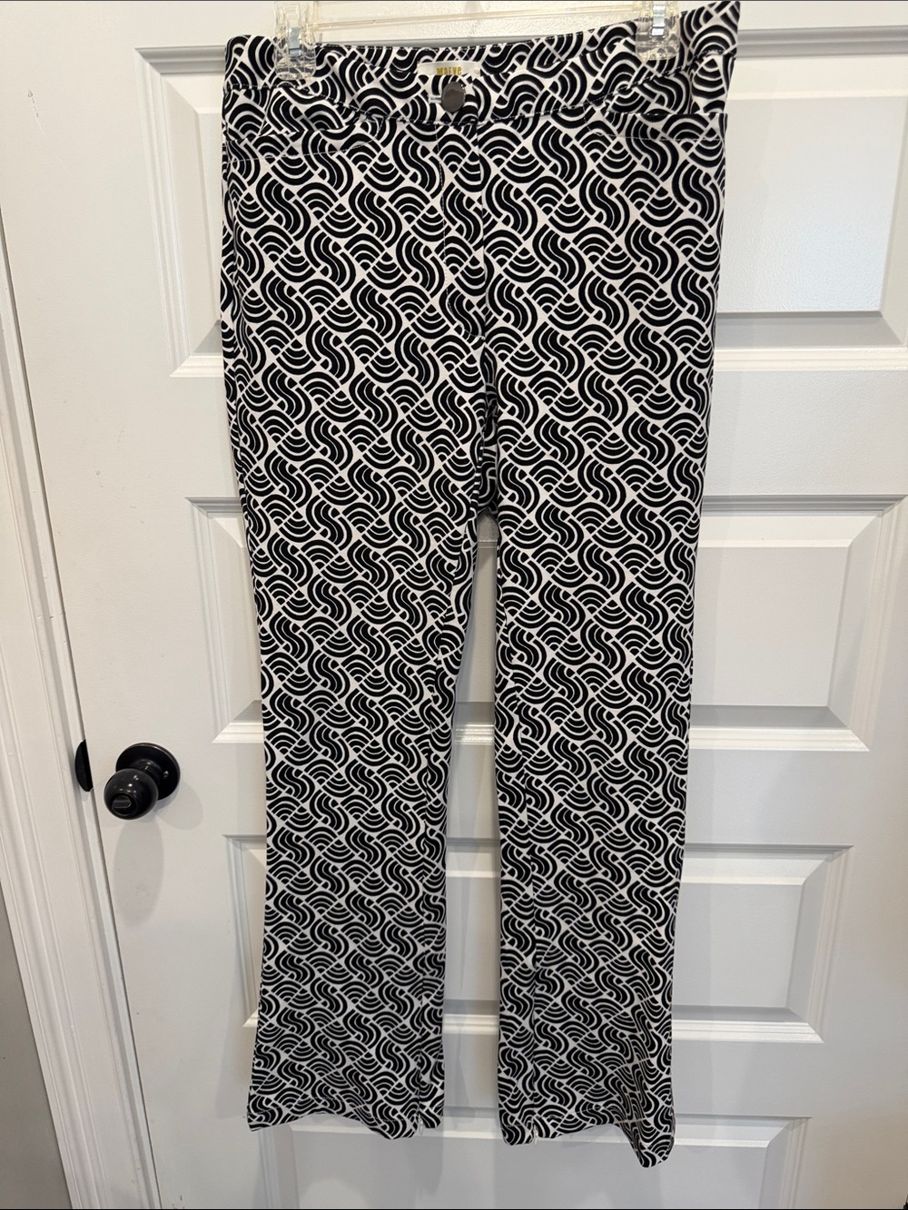 Maeve Black and White Wave-Loop Print Pants